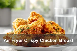 Air Fryer Crispy Chicken Breast Recipe: Simple & Delicious Air Fryer Crispy Chicken Breast on white cloth napkin with clear water glass
