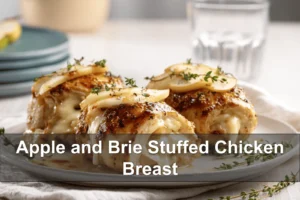 Apple and Brie Stuffed Chicken Breast Recipe Delight Apple and Brie Stuffed Chicken Breast plated on white napkin with clear glass of water