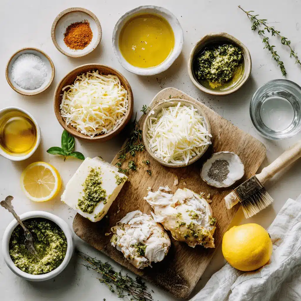 Air Fryer Mozzarella Stuffed Chicken: Easy and Delicious Recipe 2 Air Fryer Mozzarella Stuffed Chicken plated on white cloth with pesto and basil sprigs
