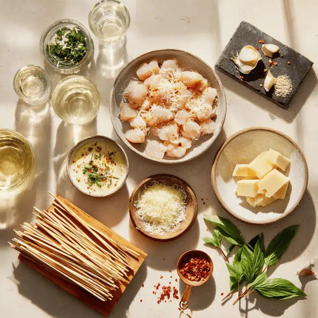 Garlic Parmesan Chicken Skewers: Easy Grilled Recipe 2 Garlic Parmesan Chicken Skewers grilled on wooden skewers on white cloth with glass water