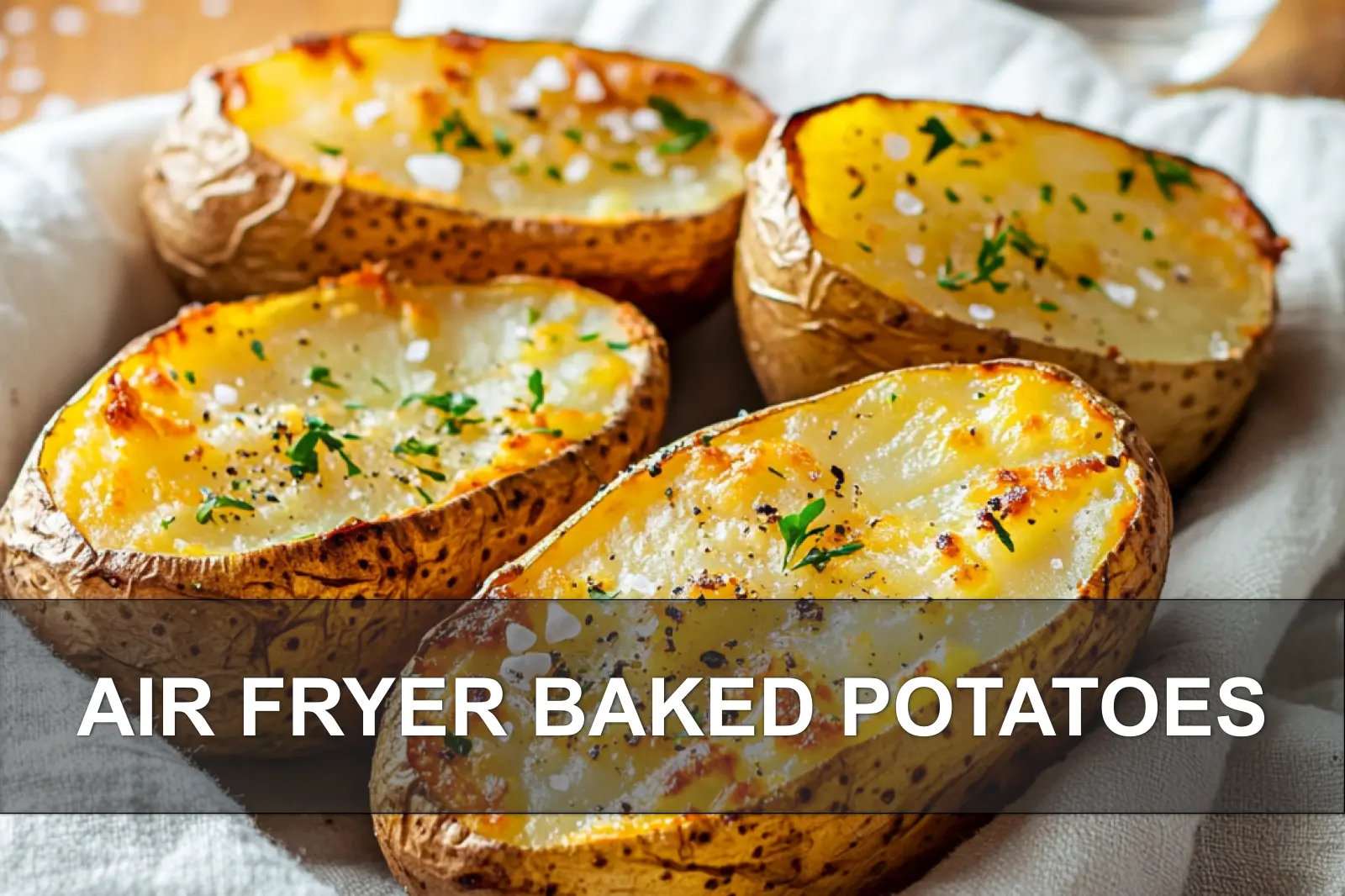 25 Air Fryer Recipes: Quick, Healthy Family Meals 21 Fluffy Air Fryer baked potato with crispy skin and toppings