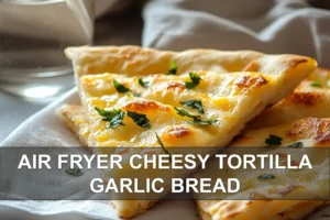 Air Fryer Cheesy Tortilla Garlic Bread: Quick & Delicious AIR FRYER CHEESY TORTILLA GARLIC BREAD plated golden cheesy tortillas with garlic butter and fresh herbs
