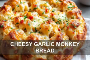 Cheesy Garlic Monkey Bread: Irresistibly Easy and Delicious CHEESY GARLIC MONKEY BREAD golden pull apart rolls with melted cheese and garlic herb topping