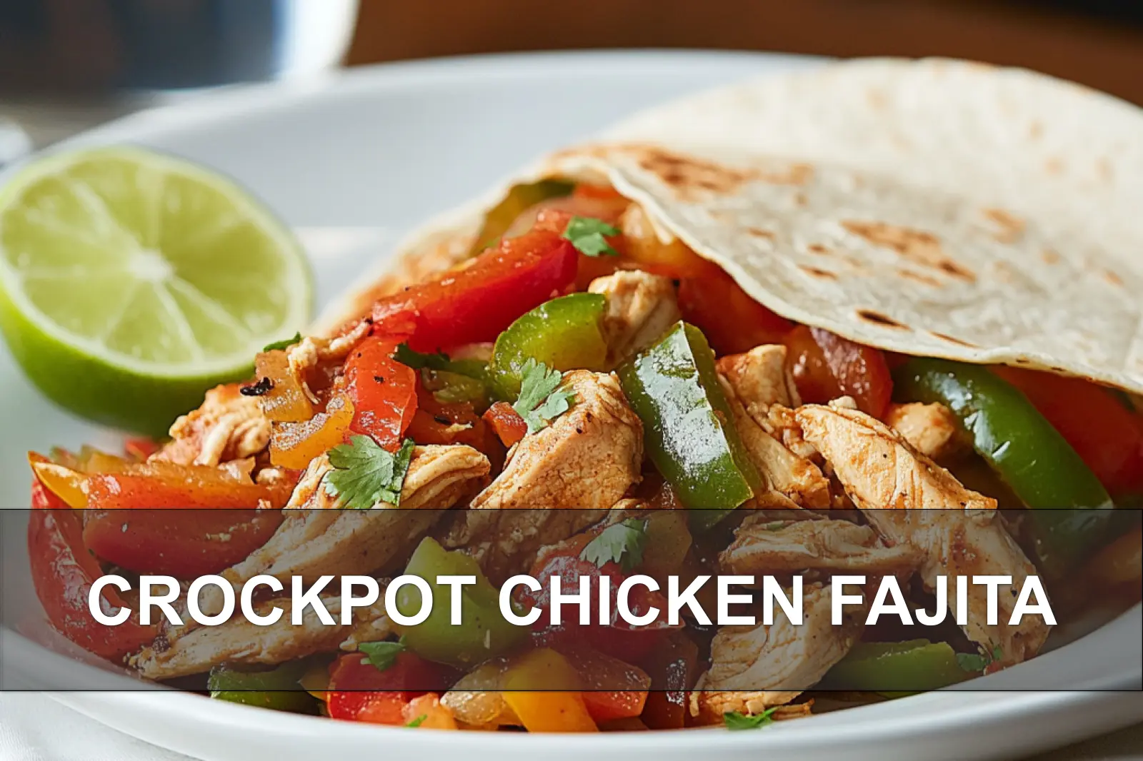 Crockpot Chicken Fajita: Easy and Delicious Recipe 2 CROCKPOT CHICKEN FAJITA with shredded chicken peppers and warm tortillas in natural light