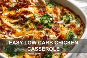 Easy Low Carb Chicken Casserole: Simple and Irresistible EASY LOW CARB CHICKEN CASSEROLE rich chicken bacon broccoli bake styled for blog hero image