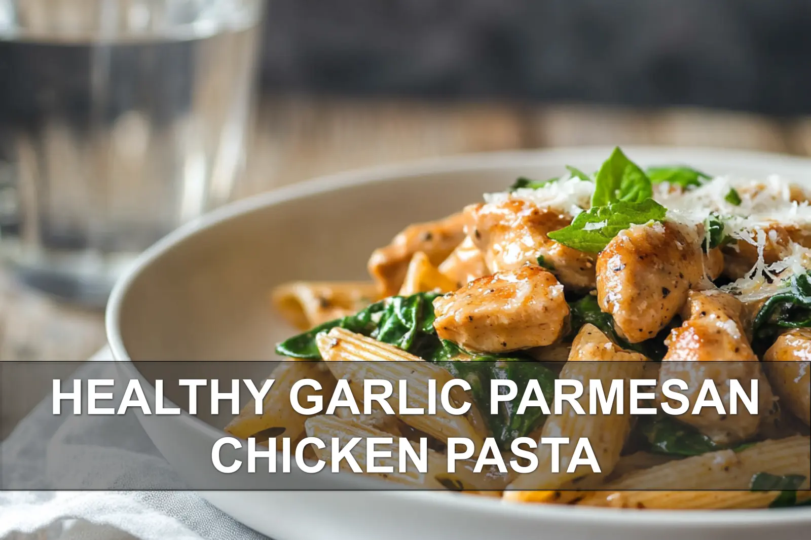 Healthy Garlic Parmesan Chicken Pasta: Easy and Delicious 4 HEALTHY GARLIC PARMESAN CHICKEN PASTA plated whole wheat penne with spinach and herbs