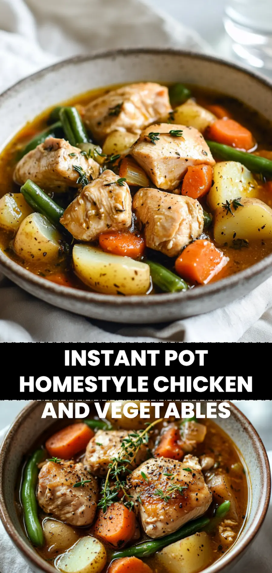 Instant Pot Homestyle Chicken and Vegetables: Quick and Delicious 4 INSTANT POT HOMESTYLE CHICKEN AND VEGETABLES bowl overhead warm natural light appetizing_pin