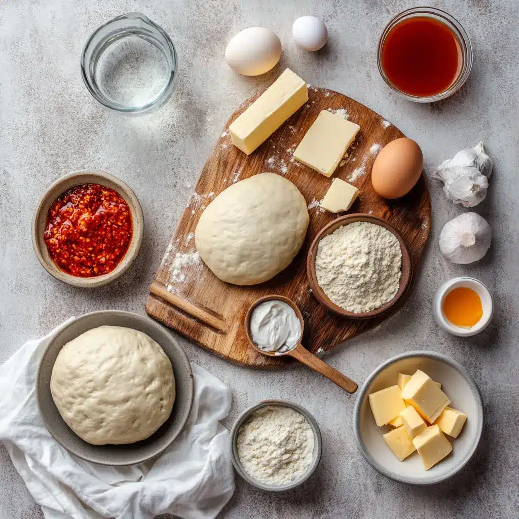 CHEESY DYNAMITE CHICKEN BUNS golden baked buns with melted cheese and spicy filling in closeup