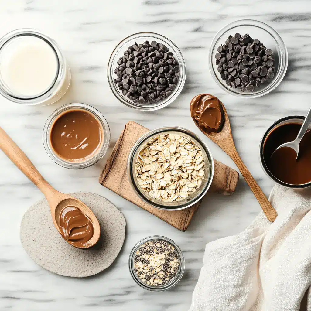 Chocolate Peanut Butter Protein Overnight Oats: Easy and Irresistible Recipe 3 CHOCOLATE PEANUT BUTTER PROTEIN OVERNIGHT OATS creamy jar with peanut butter swirl and chocolate chips