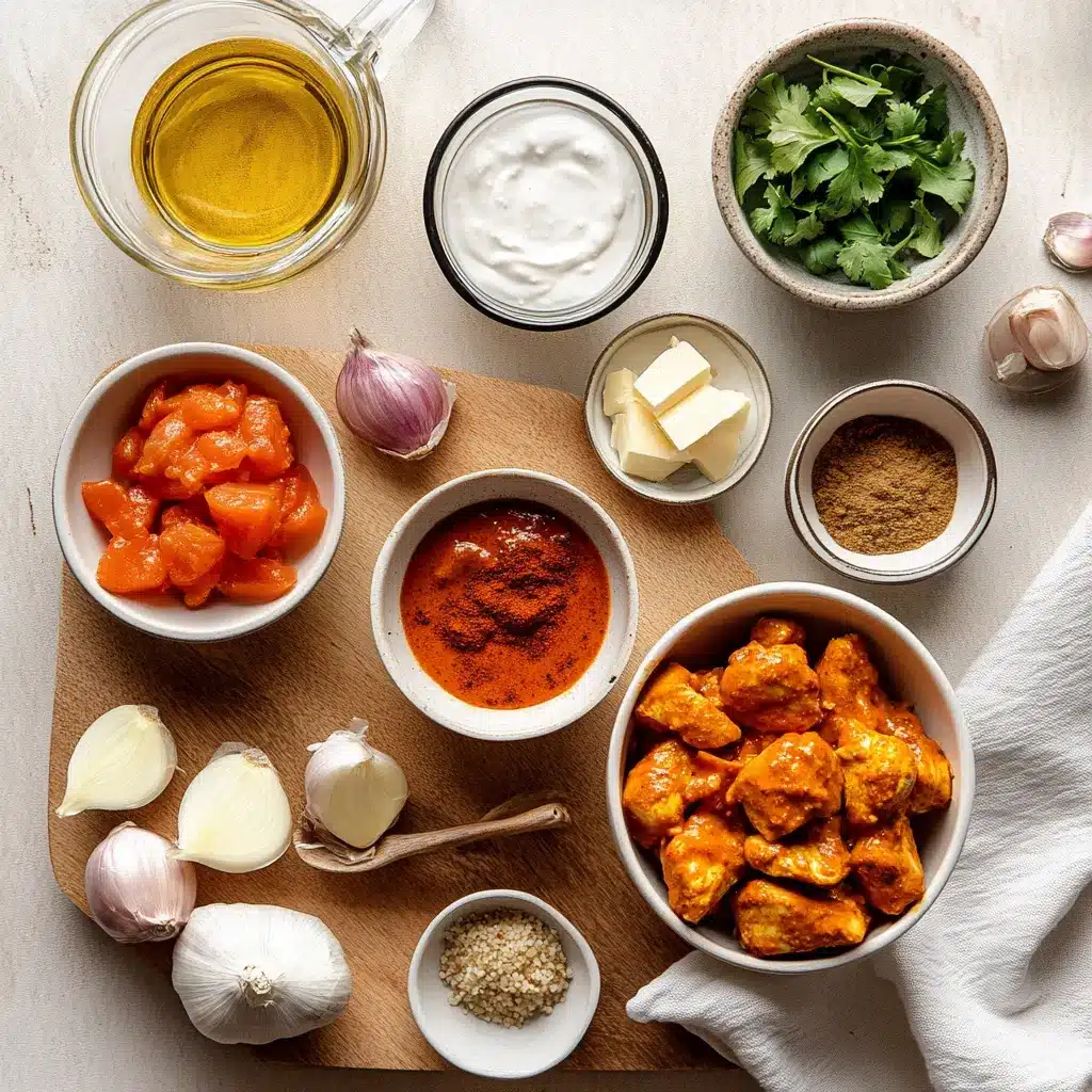 Indian Butter Chicken: Easy and Delicious Recipe 3 INDIAN BUTTER CHICKEN rich saucy curry bowl hero image with white napkin and water