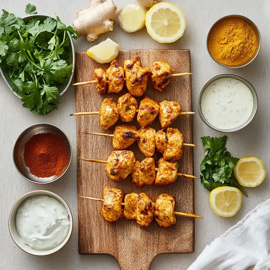 Indian Tandoori Chicken Tikka Kebab Skewers: Easy & Delicious 2 INDIAN TANDOORI CHICKEN TIKKA KEBAB SKEWERS vibrant grilled skewers on white napkin with water glass