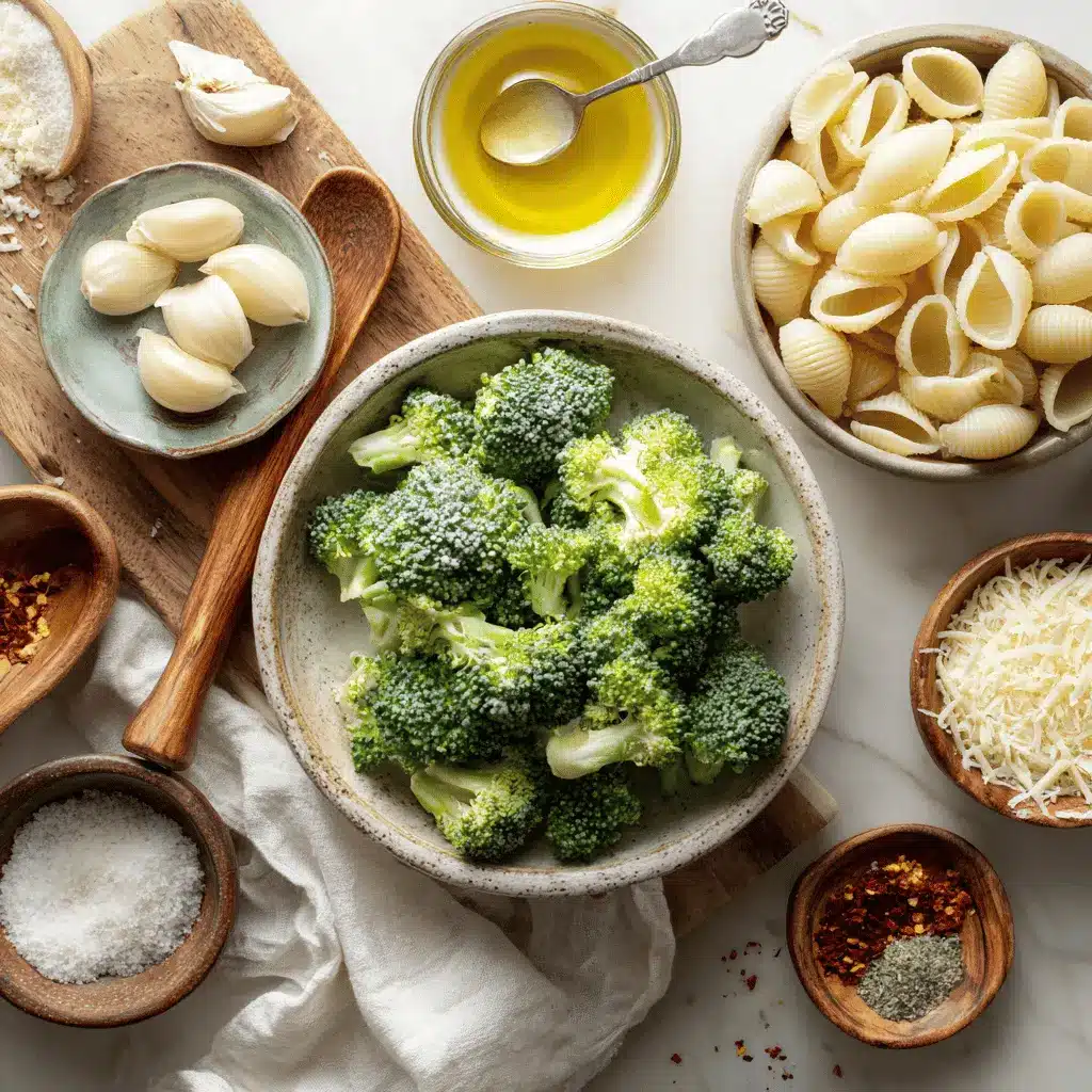 Light and Healthy Broccoli Pasta: A Simple Delicious Feast 3 LIGHT AND HEALTHY BROCCOLI PASTA warm plated shell pasta with broccoli and garlic closeup