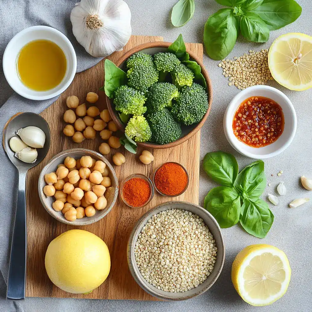 Veggie Quinoa Bowl with Chickpeas: Easy Delicious Recipe 3 VEGGIE QUINOA BOWL WITH CHICKPEAS vibrant bowl with roasted chickpeas broccoli and red pepper sauce