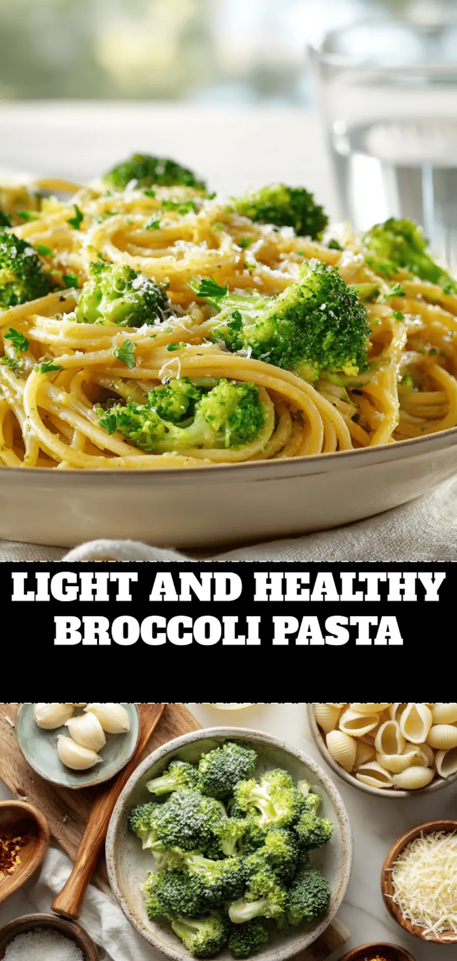 Light and Healthy Broccoli Pasta: A Simple Delicious Feast 4 LIGHT AND HEALTHY BROCCOLI PASTA warm plated shell pasta with broccoli and garlic closeup_pin