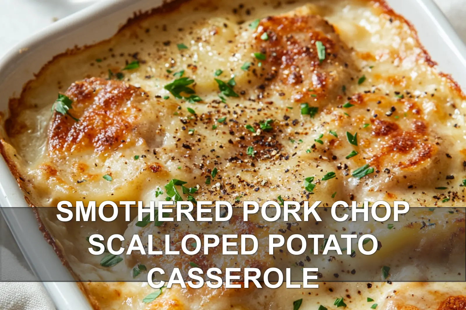 8 Easy Potato Recipes: Simple Comfort for Family Dinners 2 Hearty smothered pork chop and scalloped potato casserole baked in a dish