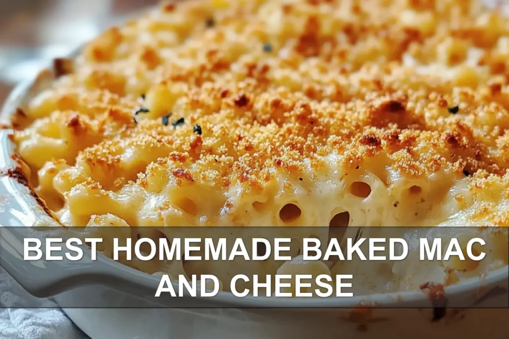 BEST HOMEMADE BAKED MAC AND CHEESE creamy golden panko crust close up