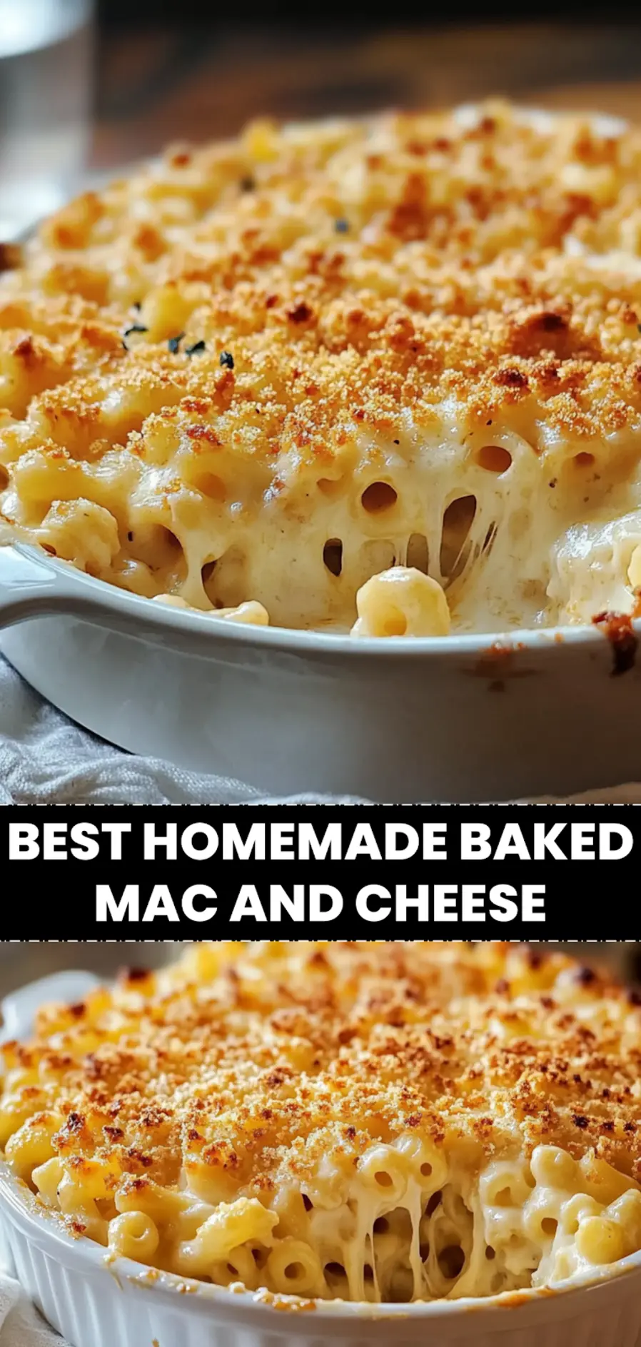 BEST Homemade Baked Mac and Cheese Recipe - Irresistibly Easy 3 BEST HOMEMADE BAKED MAC AND CHEESE creamy golden panko crust close up_pin