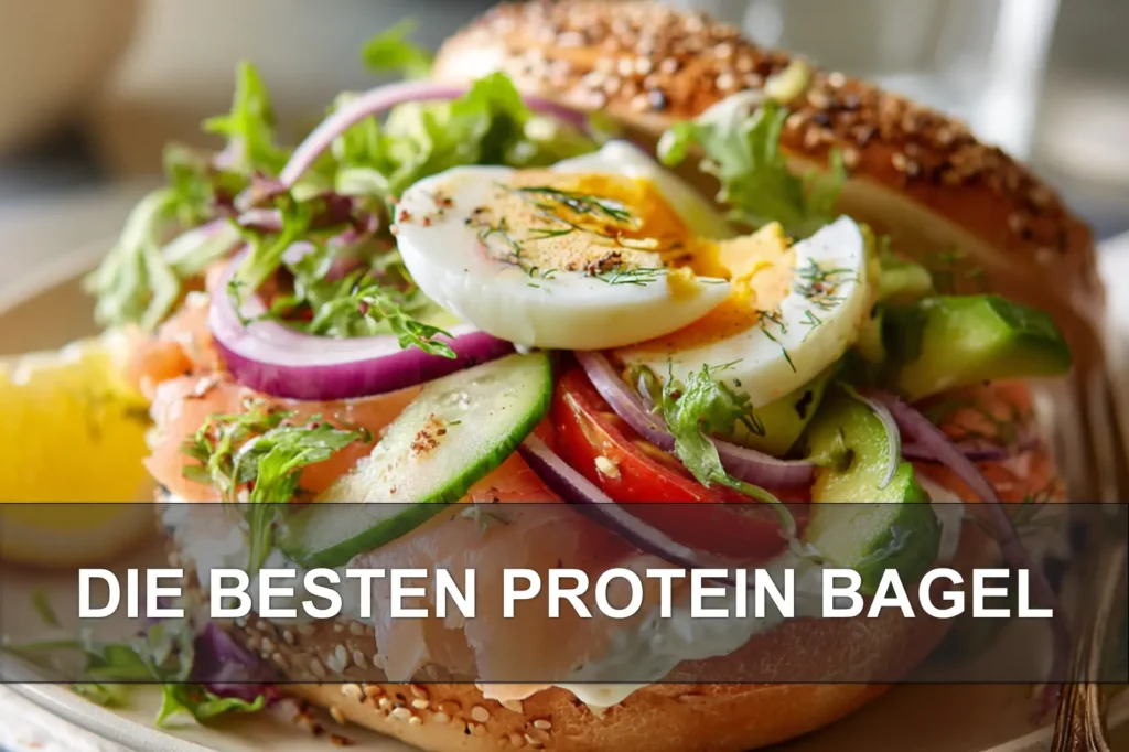 DIE BESTEN PROTEIN BAGEL smoked salmon avocado eggs creamy white sauce cucumber cherry tomatoes