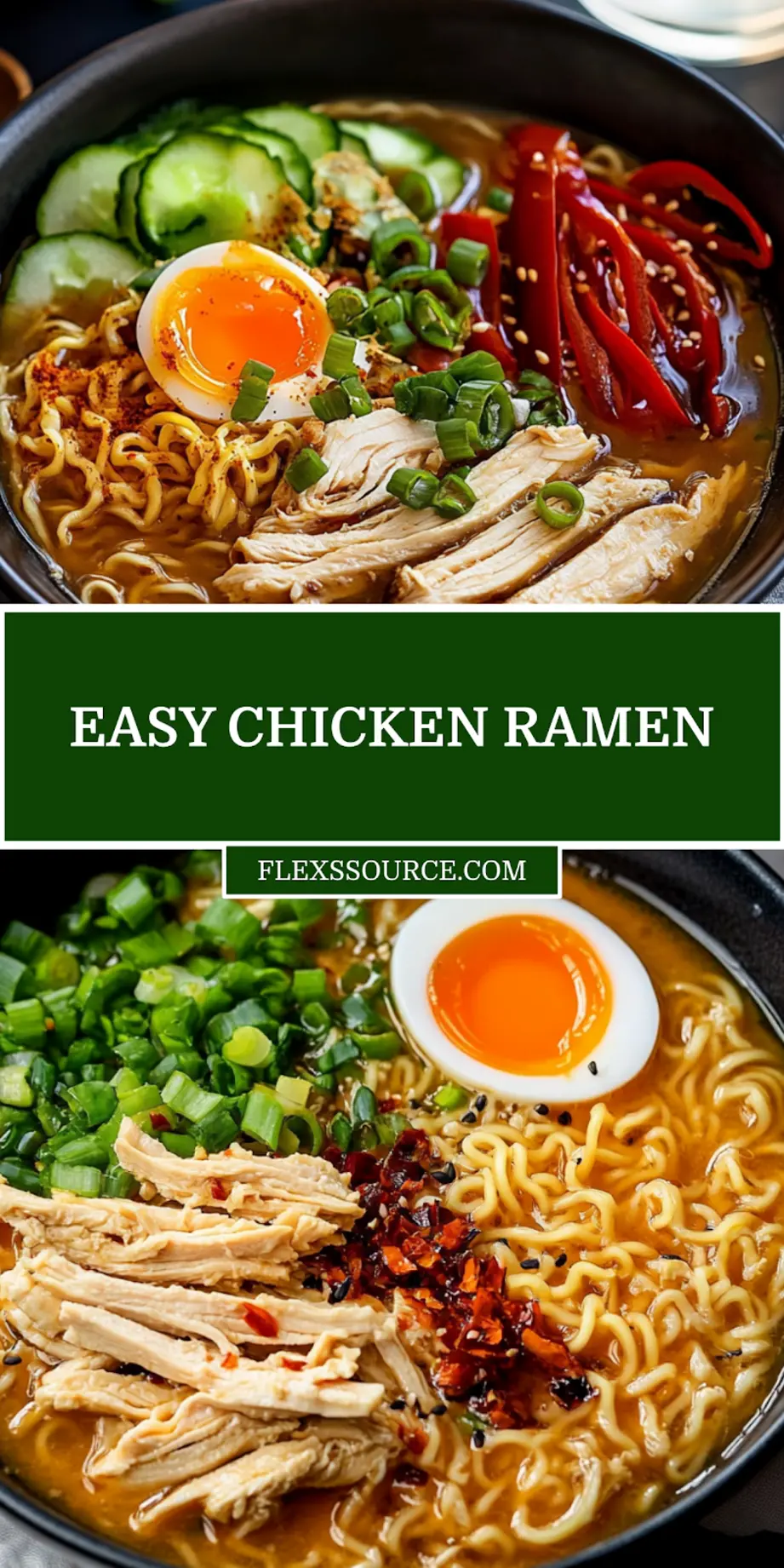 Easy Chicken Ramen Recipe: Delicious & Quick Guide 3 EASY CHICKEN RAMEN hero bowl with shredded chicken halved eggs spring onions and noodles_pin