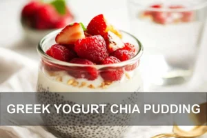 GREEK YOGURT CHIA PUDDING creamy berry parfait with nuts chocolate almond honey drizzle