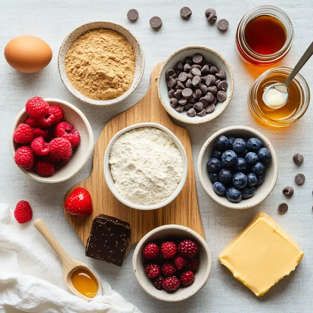 BAKED PROTEIN PANCAKE BOWLS GREAT served in bowl with berries and peanut butter drizzle