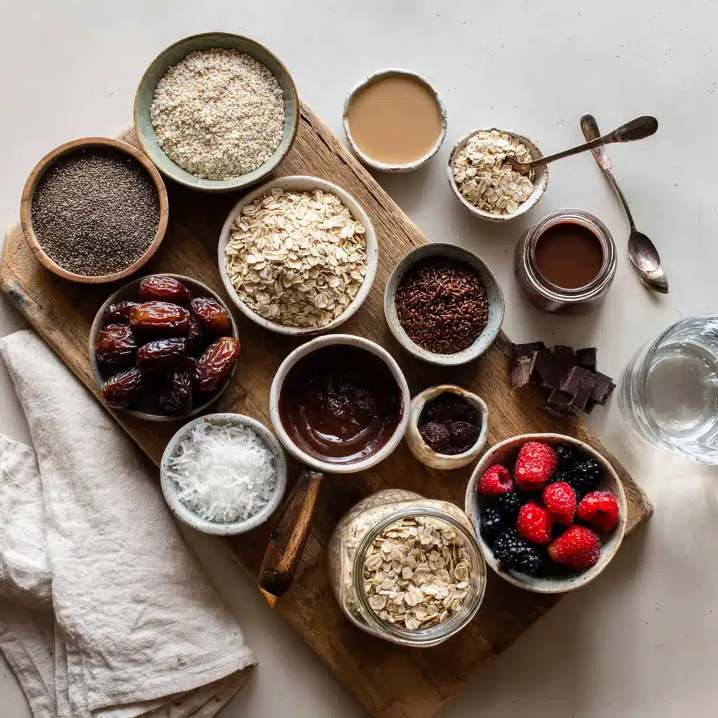 Brownie Batter Overnight Oats: Easy and Irresistible Recipe 2 BROWNIE BATTER OVERNIGHT OATS chocolate oats with berries and coconut flakes