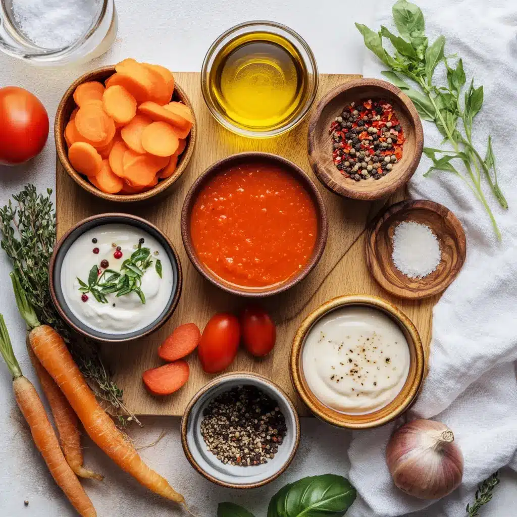 Creamy Tomato Soup Bliss: Quick Easy Recipe Guide 2 CREAMY TOMATO SOUP in rustic bowl garnished with basil and thyme warm appetizing photo