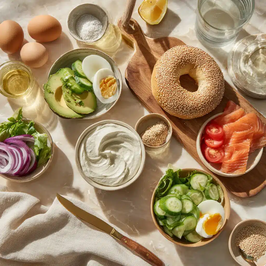 Die besten Protein Bagel: Delicious High-Protein Recipe 2 DIE BESTEN PROTEIN BAGEL smoked salmon avocado eggs creamy white sauce cucumber cherry tomatoes