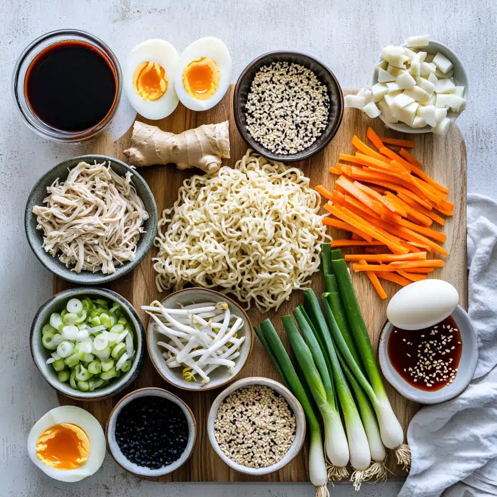 Easy Chicken Ramen Recipe: Delicious & Quick Guide 2 EASY CHICKEN RAMEN hero bowl with shredded chicken halved eggs spring onions and noodles