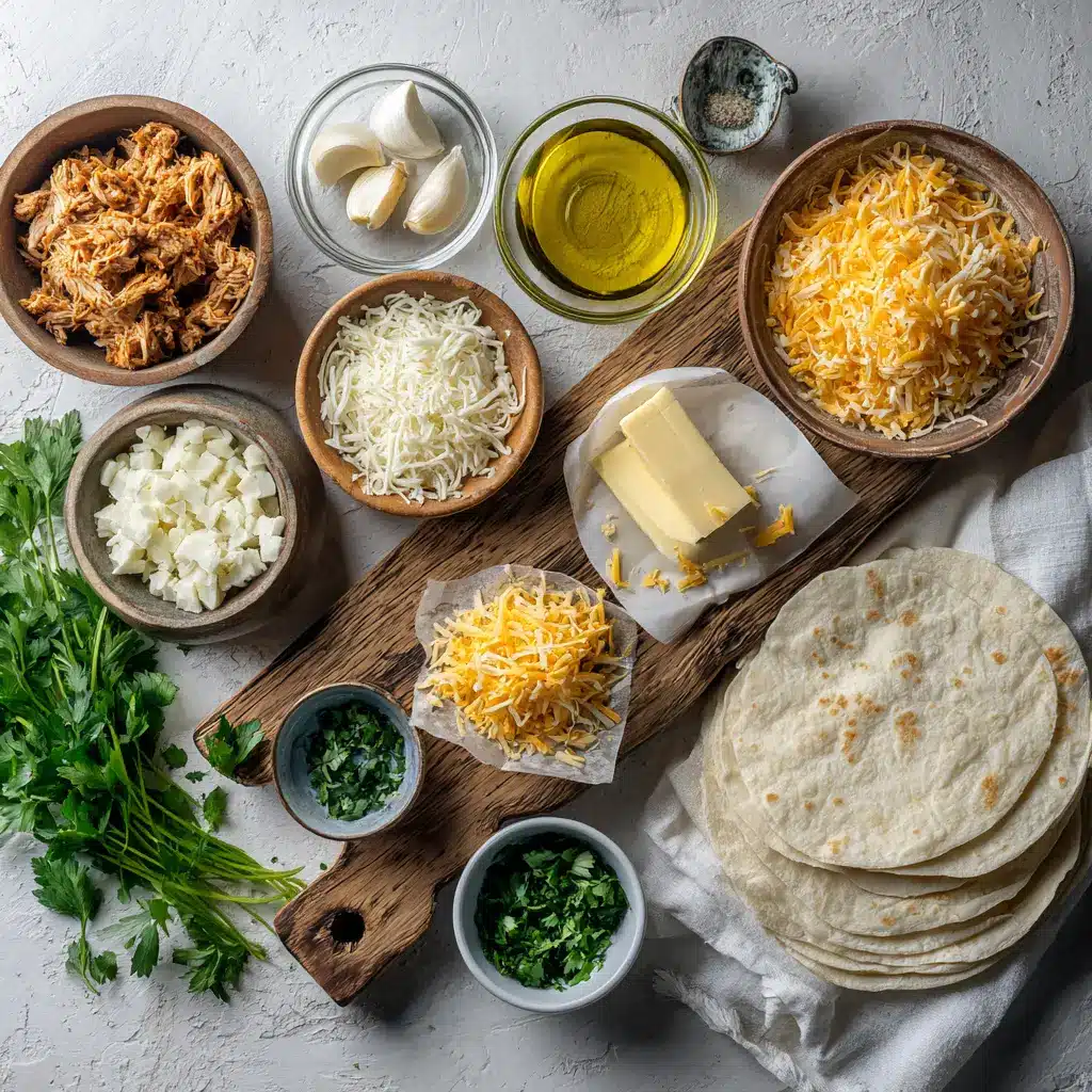 Ooey-Gooey Cheesy Garlic Chicken Wraps: Simple Delicious Joy 2 OOEY GOOEY CHEESY GARLIC CHICKEN WRAPS hero shot with melted cheese and fresh herbs