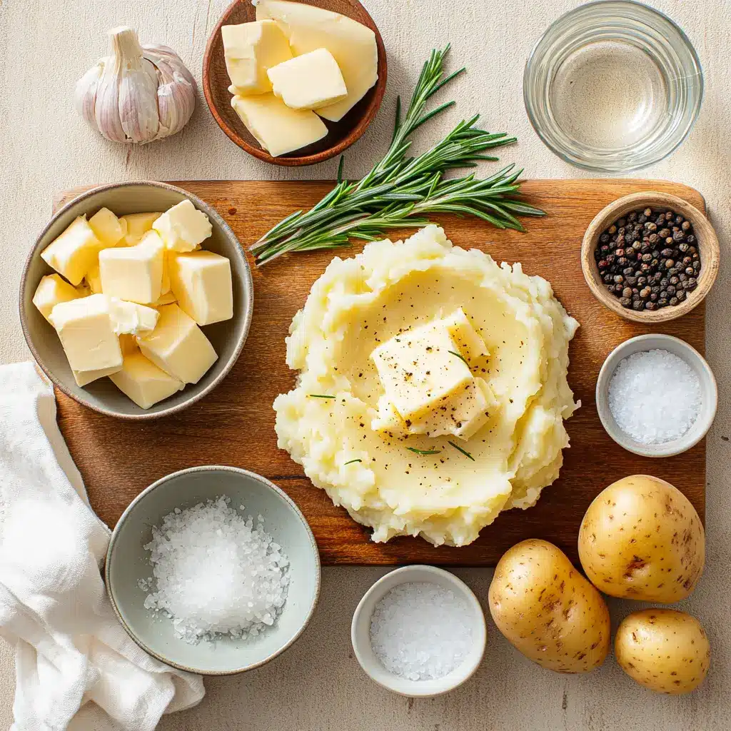 ROSEMARY GARLIC MASHED POTATOES creamy Yukon Gold mash topped with rosemary and cracked pepper