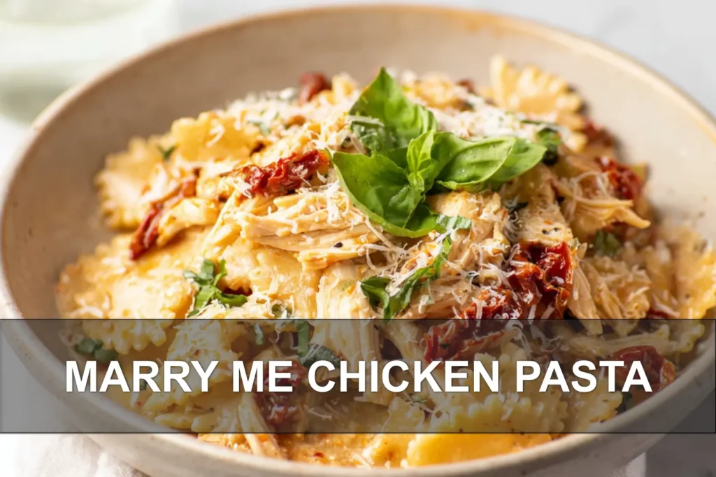 MARRY ME CHICKEN PASTA creamy chicken and sun-dried tomato pasta served on white napkin