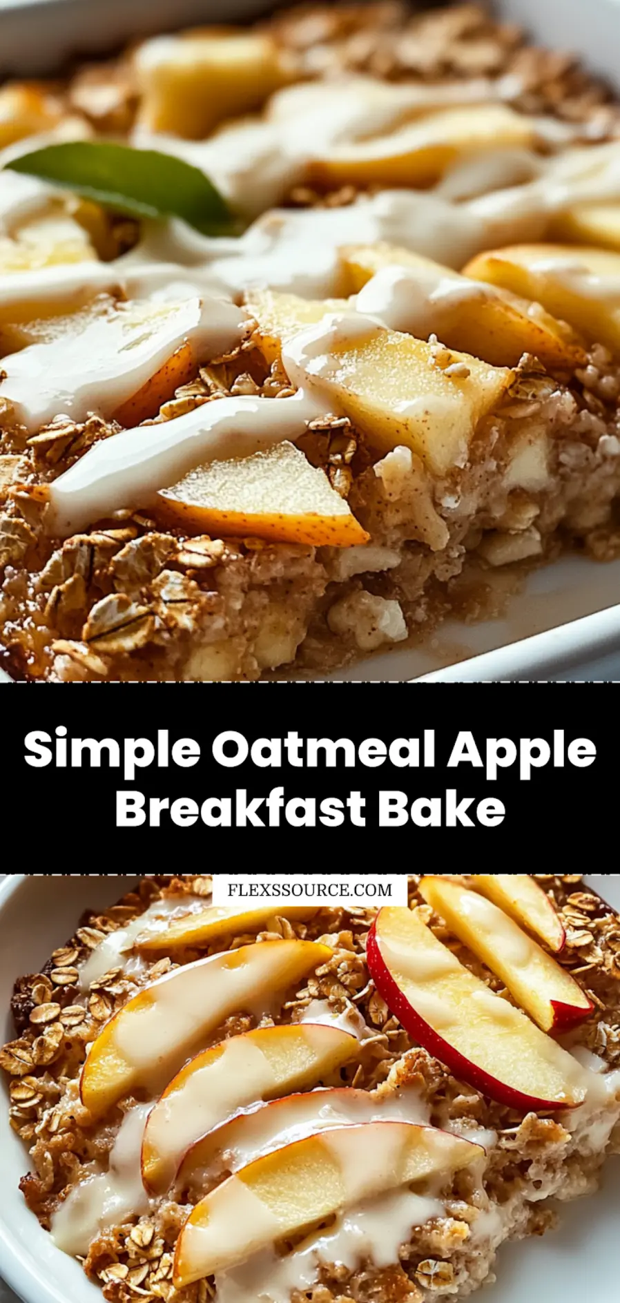 Oatmeal Apple Breakfast Bake Irresistibly Delicious 3 OATMEAL APPLE BREAKFAST BAKE centered hero view, clean and uncluttered_pin