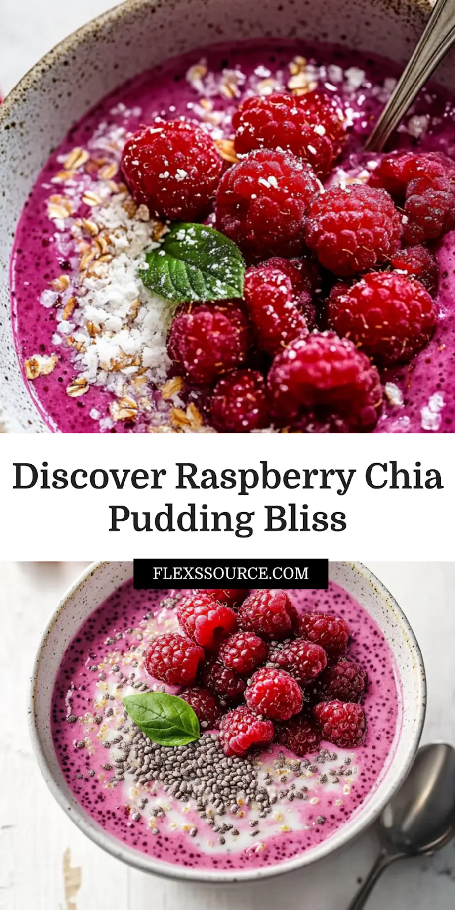RASPBERRY CHIA PUDDING centered hero view, clean and uncluttered_pin