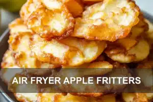 AIR FRYER APPLE FRITTERS centered hero view, clean and uncluttered