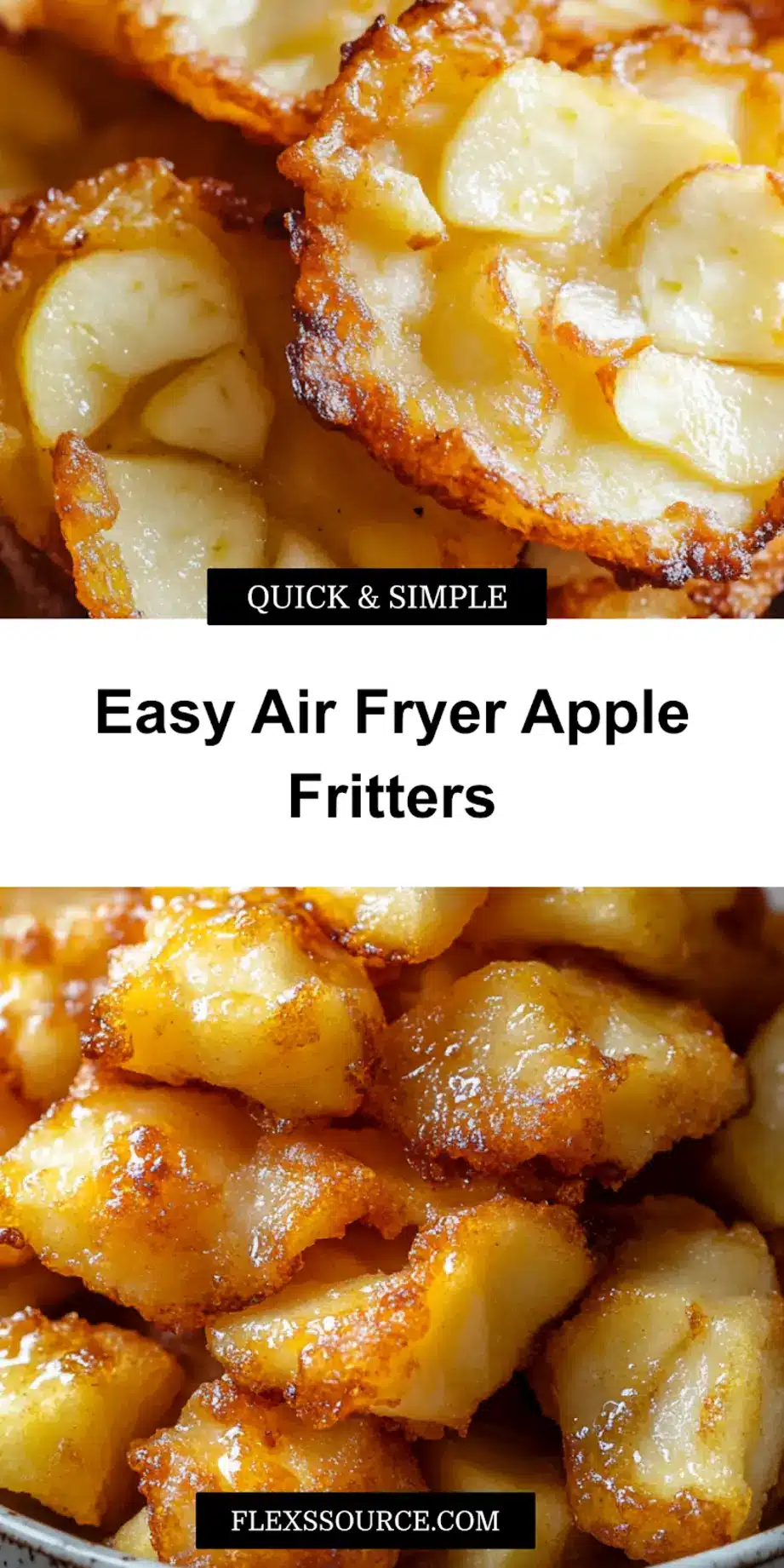 AIR FRYER APPLE FRITTERS centered hero view, clean and uncluttered_pin