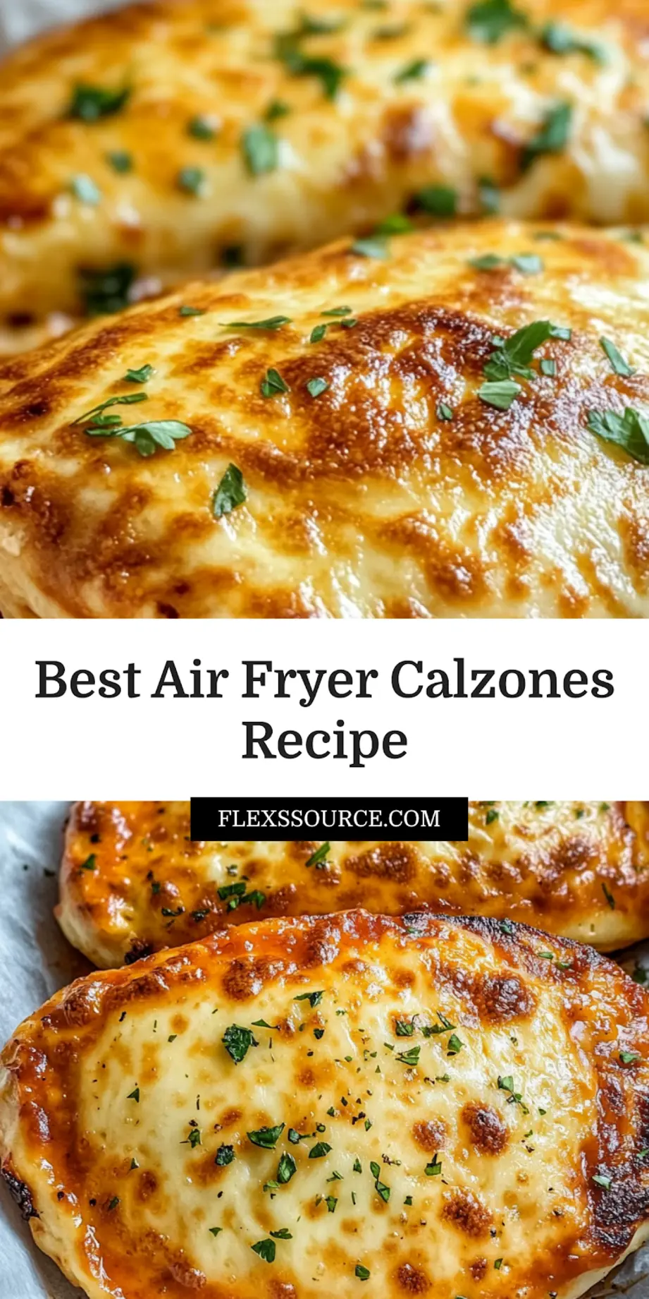 Air Fryer Calzones: Simple Delicious Dinner Ideas 4 AIR FRYER CALZONES centered hero view, clean and uncluttered_pin