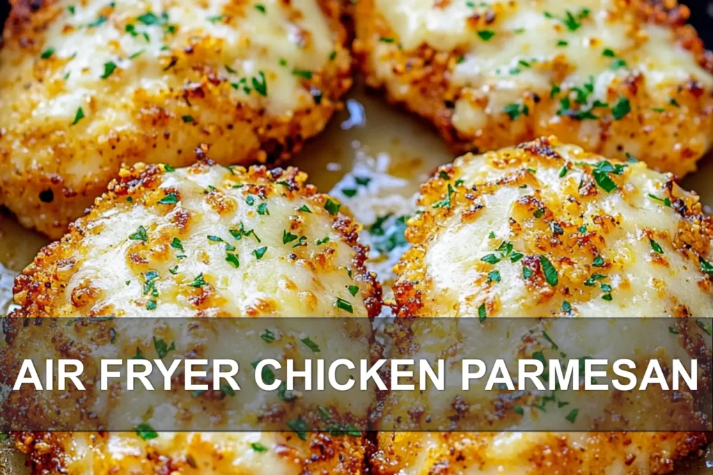 AIR FRYER CHICKEN PARMESAN centered hero view, clean and uncluttered