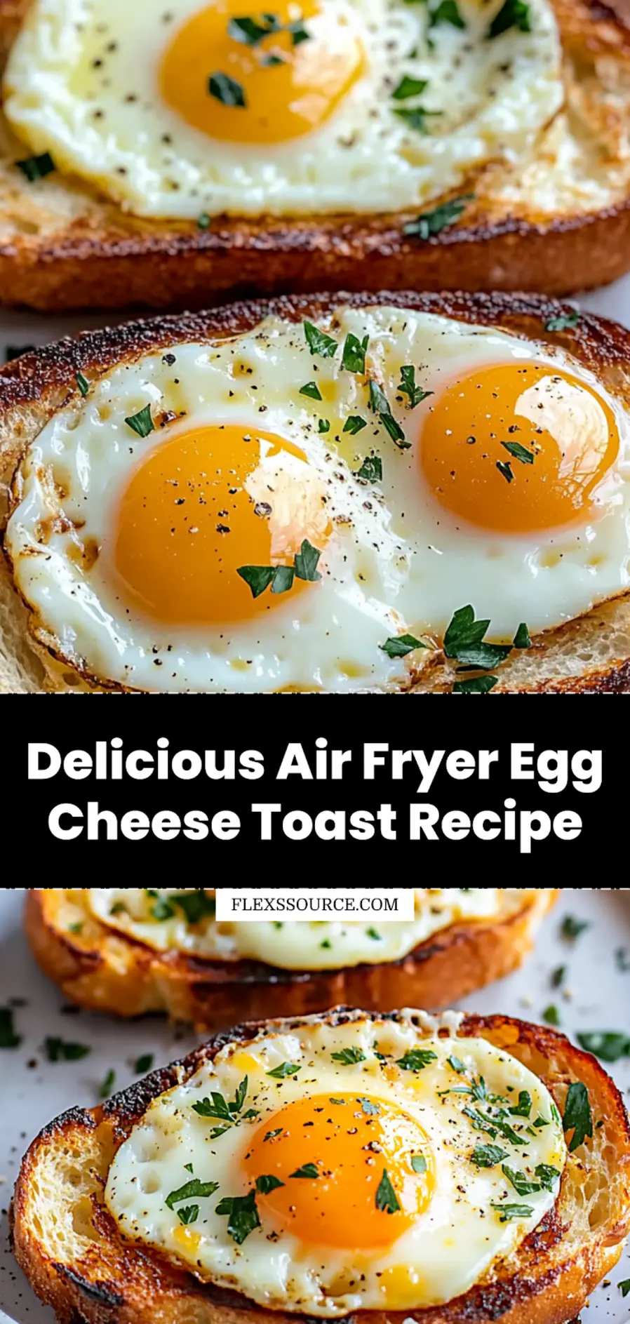 Air Fryer Egg Cheese Toast Quick and Irresistible 3 AIR FRYER EGG CHEESE TOAST centered hero view, clean and uncluttered_pin