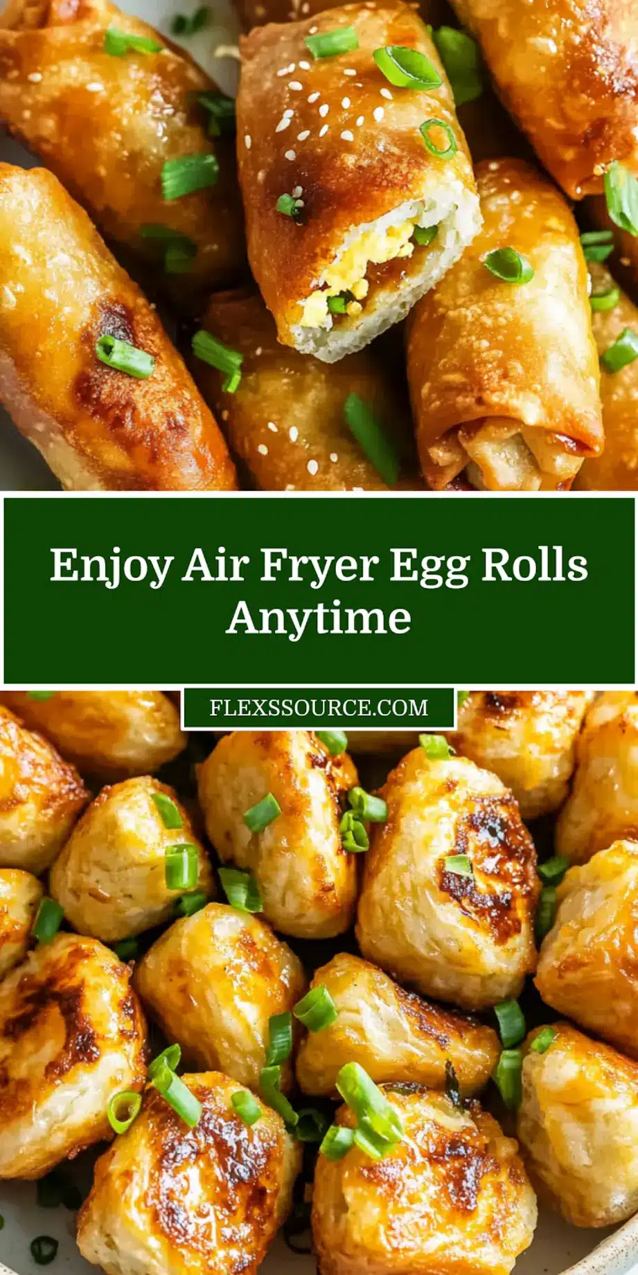 Air Fryer Egg Rolls: Easy Delicious Meals to Love 3 AIR FRYER EGG ROLLS centered hero view, clean and uncluttered_pin
