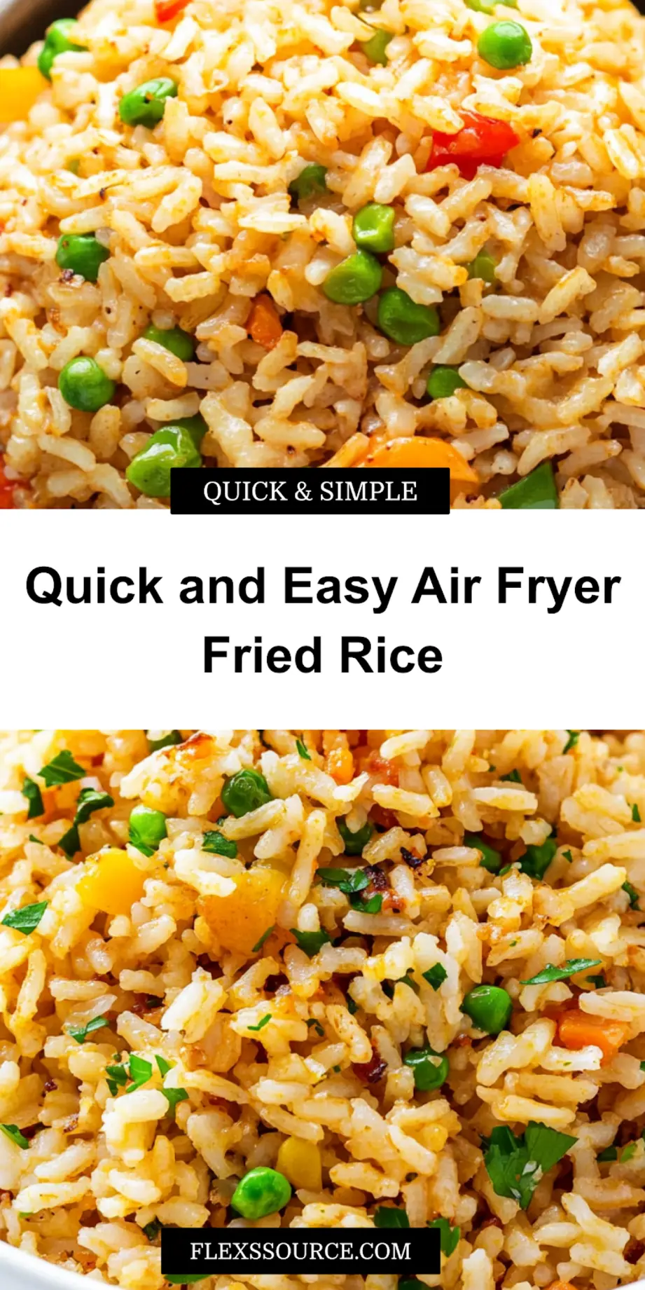 AIR FRYER FRIED RICE centered hero view, clean and uncluttered_pin