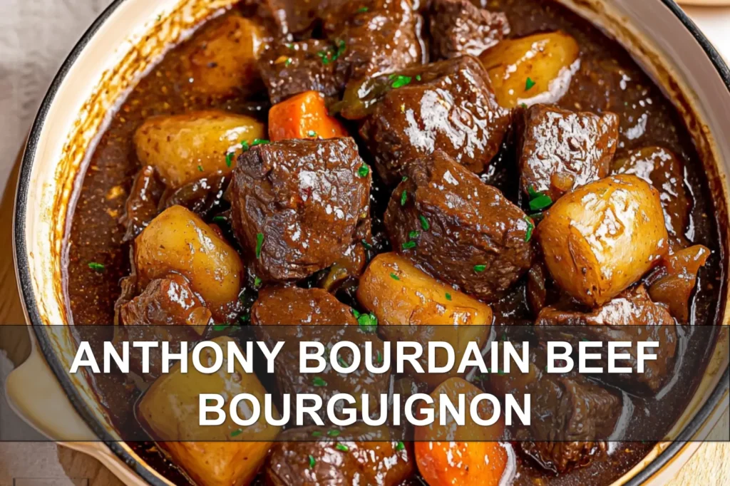 ANTHONY BOURDAIN BEEF BOURGUIGNON centered hero view, clean and uncluttered