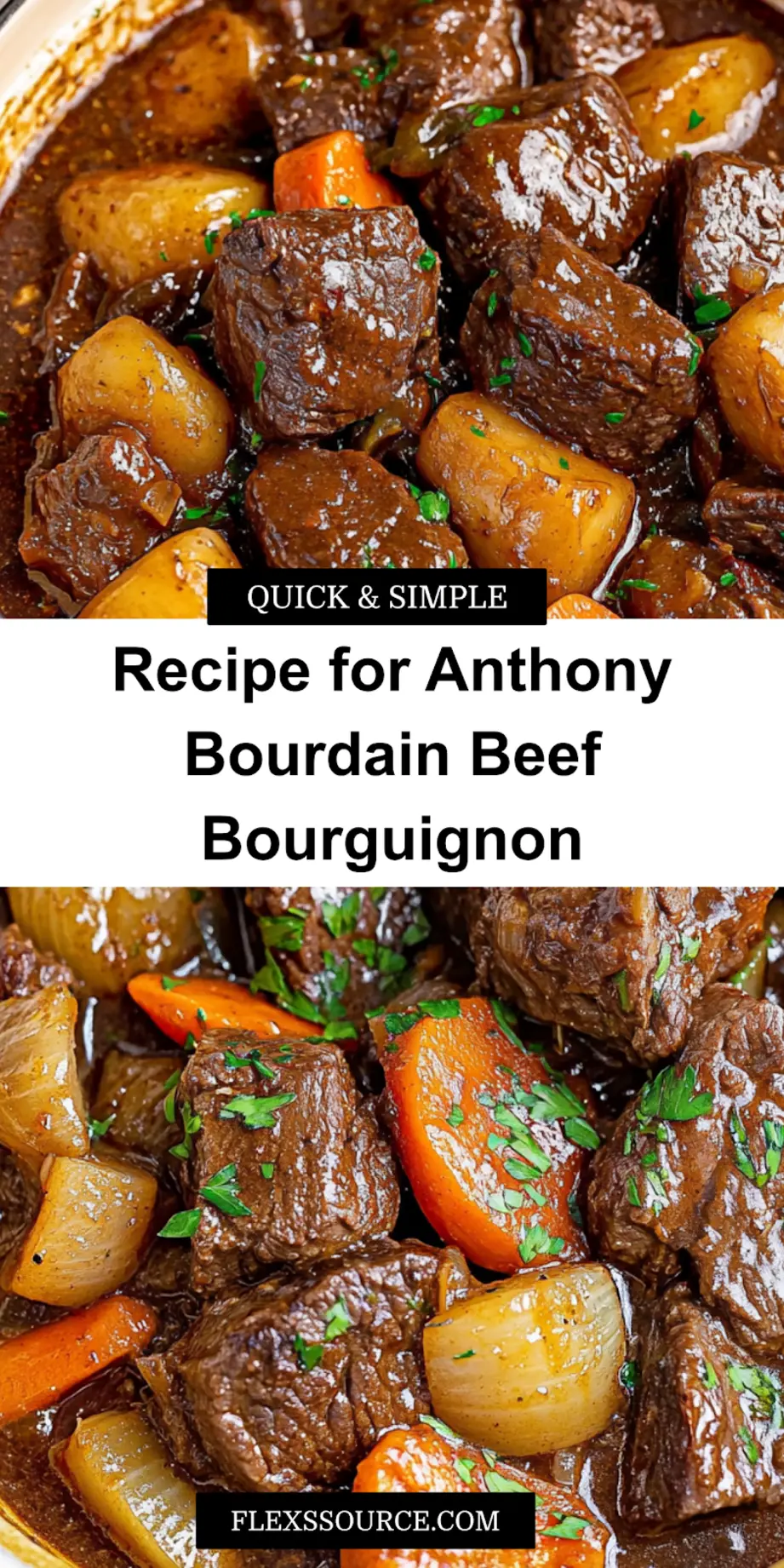 Anthony Bourdain Beef Bourguignon Ultimate Gourmet Stew 4 ANTHONY BOURDAIN BEEF BOURGUIGNON centered hero view, clean and uncluttered_pin