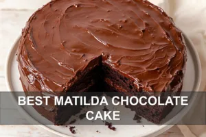BEST MATILDA CHOCOLATE CAKE centered hero view, clean and uncluttered