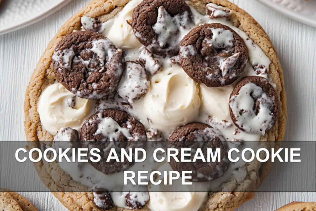COOKIES AND CREAM COOKIE RECIPE centered hero view, clean and uncluttered