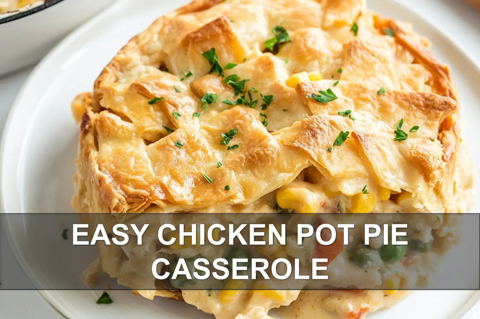 Easy Chicken Pot Pie Casserole for Cozy Nights 4 EASY CHICKEN POT PIE CASSEROLE centered hero view, clean and uncluttered