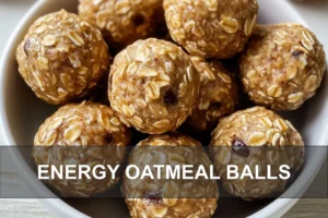 Energy Oatmeal Balls Quick Easy Delicious Snack Ideas ENERGY OATMEAL BALLS centered hero view, clean and uncluttered