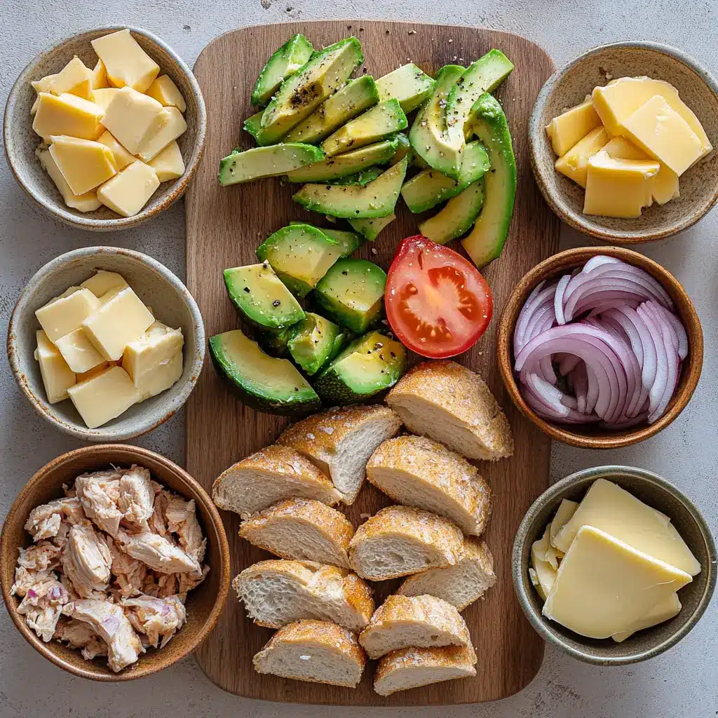 Chicken Avocado Melt Sandwich: Easy Irresistible Recipe 2 CHICKEN AVOCADO MELT SANDWICH centered hero view, clean and uncluttered