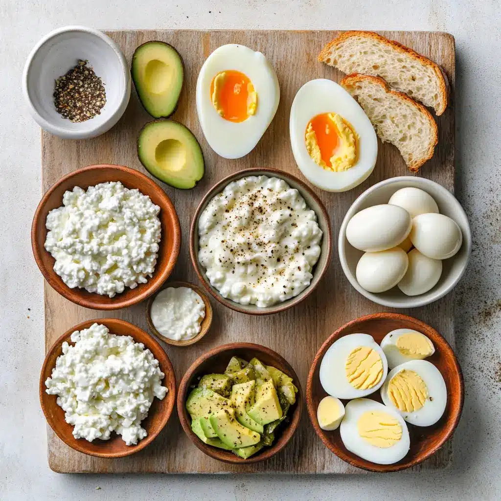 Egg Salad with Cottage Cheese - The Irresistible Quick Lunch 2 EGG SALAD WITH COTTAGE CHEESE NO MAYO centered hero view, clean and uncluttered