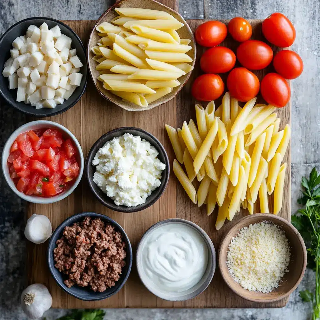 High Protein Creamy Beef Pasta Recipe Youll Love 2 HIGH PROTEIN CREAMY BEEF PASTA RECIPE centered hero view, clean and uncluttered